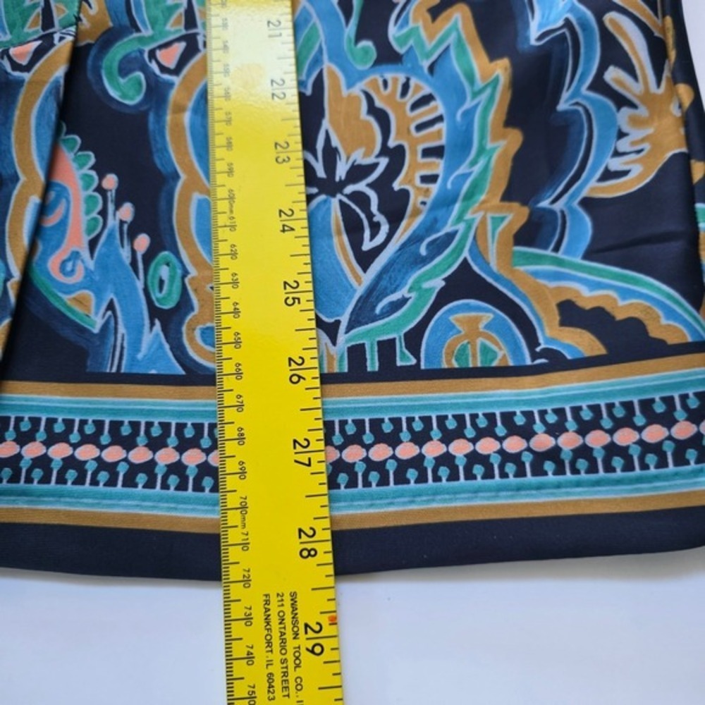 ECI New York Pencil Skirt Small S Blue Paisley Print Skirt Slit Back - Picture 6 of 7